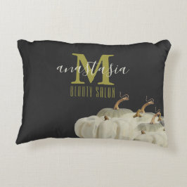 Autumn Gold White Pumpkins Black Beauty Salon Mono Dekokissen