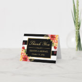 Autumn Gold Yellow Red Floral Stripes (Gelbe Strei Dankeskarte (Vorderseite)