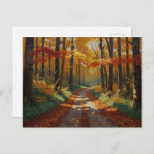 Autumn Golden WayPostcard Postkarte (Vorne/Hinten)