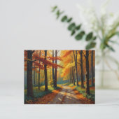 Autumn Golden WayPostcard Postkarte (Stehend Vorderseite)