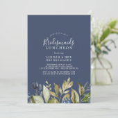 Autumn Greenerenery Navy Bridesmaids Luncheon Einladung (Stehend Vorderseite)