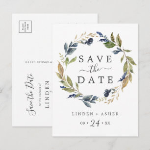 Autumn Greenerenery Save the Date Postcard Einladungspostkarte