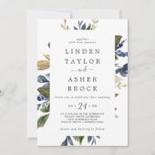 Autumn Greenery Bold Names Wedding Einladung (Vorderseite)