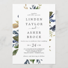 Autumn Greenery Bold Names Wedding Einladung