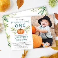 Autumn Greenery Little Pumpkin 1. Geburtstag Foto