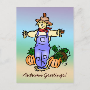Autumn Greetings Scarecrow Postcard Postkarte