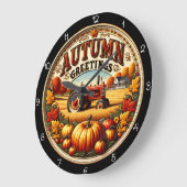 Autumn Greetings Tractor  Große Wanduhr (Winkel)