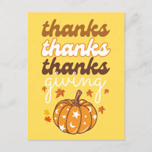 Autumn Groovy Pumpkin Blätter Holiday Erntedank Postkarte