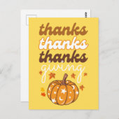 Autumn Groovy Pumpkin Blätter Holiday Erntedank Postkarte (Vorne/Hinten)