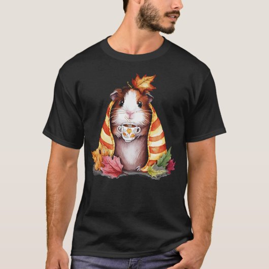 Autumn Guinea Pig In A Blanket Fall Coffee Cup Fal T-Shirt (Vorderseite)