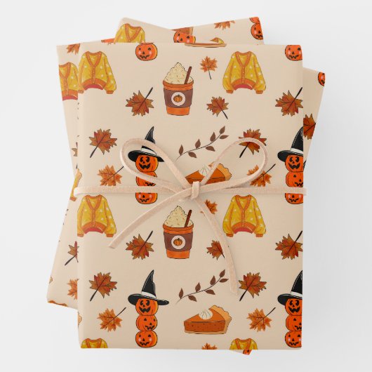 Autumn & Halloween Cozy Pattern Geschenkpapier Set (Beispiel)