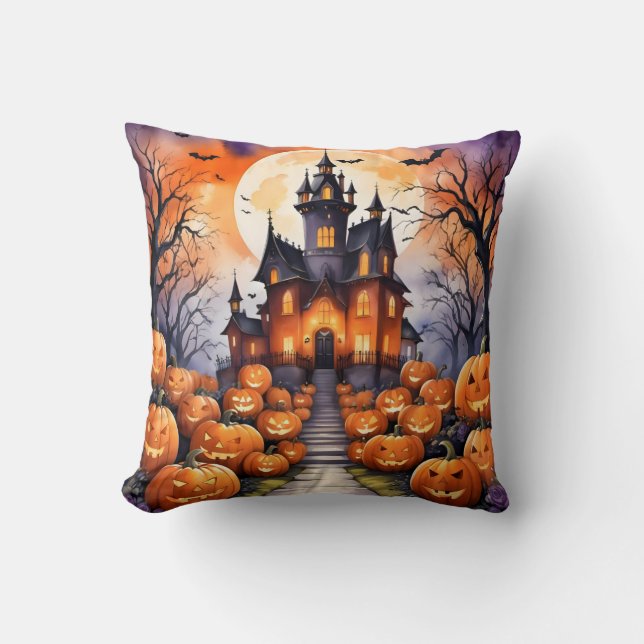 Autumn Halloween Modern Pumpkin Collection Kissen (Vorderseite)