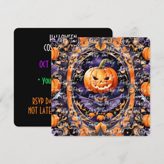Autumn Halloween Trendy Pumpkin Collection Einladung (Vorne/Hinten)