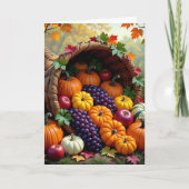 Autumn Harvest and Blessings Cornucopia  Karte (Vorderseite)