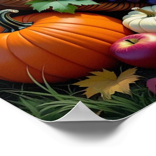 Autumn Harvest and Blessings Cornucopia  Poster (Ecke)
