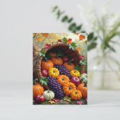 Autumn Harvest and Blessings Cornucopia Postkarte (Stehend Vorderseite)