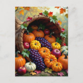 Autumn Harvest and Blessings Cornucopia  Postkarte (Vorderseite)