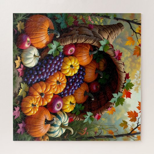 Autumn Harvest and Blessings Cornucopia Puzzle (Horizontal)