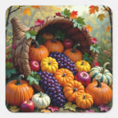 Autumn Harvest and Blessings Cornucopia Quadratischer Aufkleber (Vorderseite)