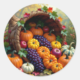 Autumn Harvest and Blessings Cornucopia Runder Aufkleber
