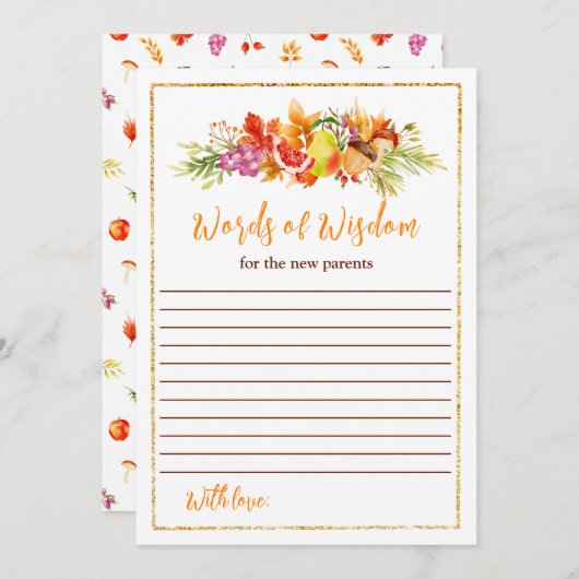 Autumn Harvest Baby Shower Words Of Wisdom Einladung (Vorne/Hinten)