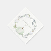 Autumn Harvest Green und White Pumpkin Serviette (Ecke)