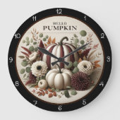 Autumn Harvest 'Hello Pumpkin'  Große Wanduhr (Vorderseite)