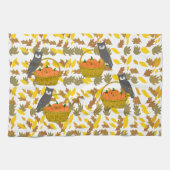 Autumn Harvest Owl & Pumpkin Kitchen Towel Geschirrtuch (Horizontal)