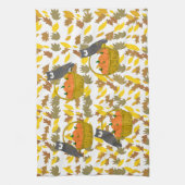 Autumn Harvest Owl & Pumpkin Kitchen Towel Geschirrtuch (Vertikal)