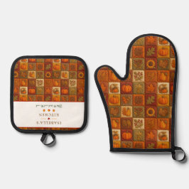 Autumn Harvest Patchwork mit Sessing Quote Ofenhandschuh & Topflappen-Set