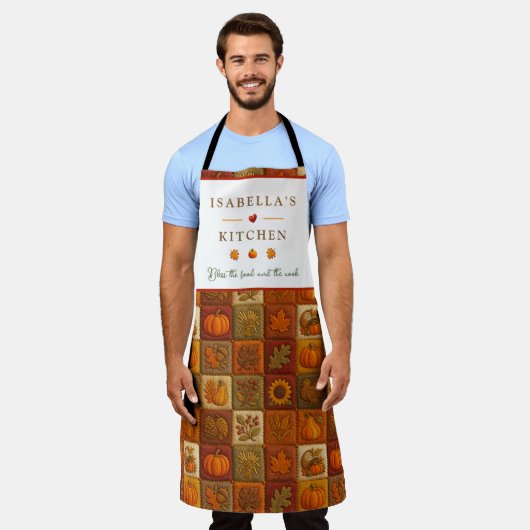 Autumn Harvest Patchwork mit Sessing Quote Schürze (Getragen)