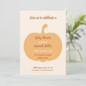 Autumn Harvest Pumpkin and Leaf Pastel Baby Shower Einladung (Stehend Vorderseite)