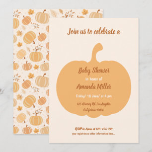 Autumn Harvest Pumpkin and Leaf Pastel Baby Shower Einladung