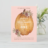 Autumn Harvest Pumpkin Erste Geburtstagsparty Einladung (Stehend Vorderseite)