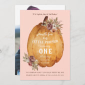 Autumn Harvest Pumpkin Erste Geburtstagsparty Einladung (Vorne/Hinten)