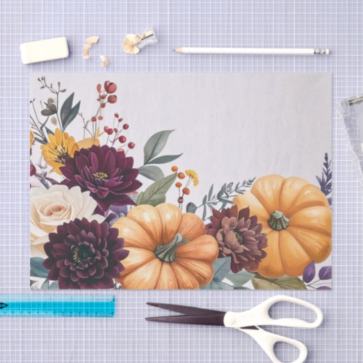 Autumn Harvest Pumpkin Floral Decoupage Seidenpapier (Handwerk)
