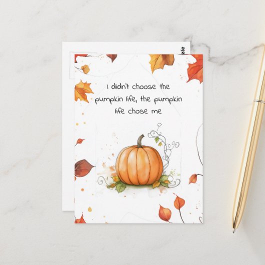 Autumn Harvest Pumpkin Postcard Postkarte (Vorderseite/Rückseite Beispiel)