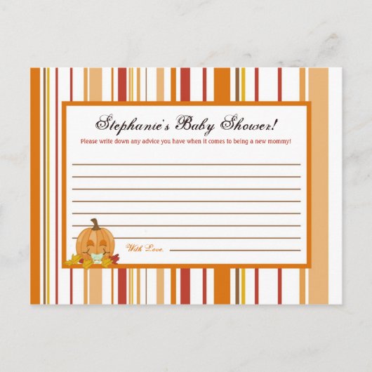 Autumn Herbst Pumpkin Baby Writing Advisor Card Postkarte (Vorderseite)