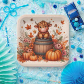 Autumn Highland Cow Paper Plates Pappteller (Party)