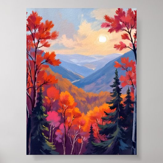 Autumn Hills | Fall Leaves Foliage Watercolor Poster (Vorne)