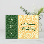 Autumn Hochzeit im Herbst Green Tan Custom Einladu Einladung (Stehend Vorderseite)