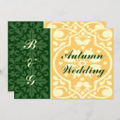 Autumn Hochzeit im Herbst Green Tan Custom Einladu Einladung (Vorne/Hinten)