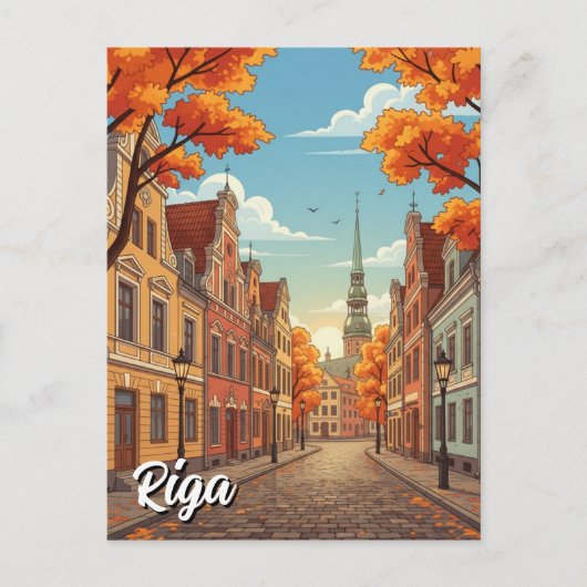 Autumn in Riga Latvia Travel Postkarte (Vorderseite)