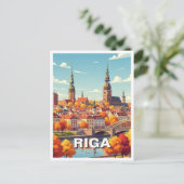 Autumn in Riga Latvia Travel Postkarte (Stehend Vorderseite)