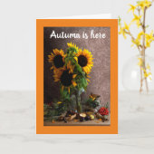 AUTUMN IST HIER/IHR GEBURTSTAG IST HIER! KARTE (Gelbe Blume)