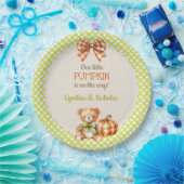 Autumn Kariert Teddy Bar Pumpkin Pappteller (Party)