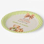 Autumn Kariert Teddy Bar Pumpkin Pappteller (Schrägansicht)