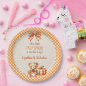 Autumn Kariert Teddy Bar Pumpkin Pappteller (Party)
