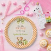 Autumn Kariert Teddy Bar Pumpkin Pappteller (Party)