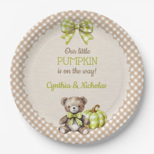 Autumn Kariert Teddy Bar Pumpkin Pappteller